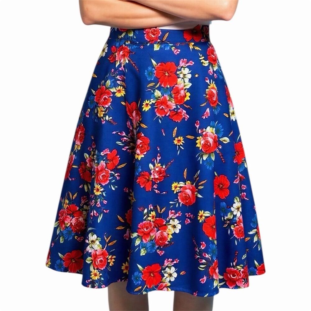 Hearts‎ and Roses London Women's Floral A-Line Midi Skirt